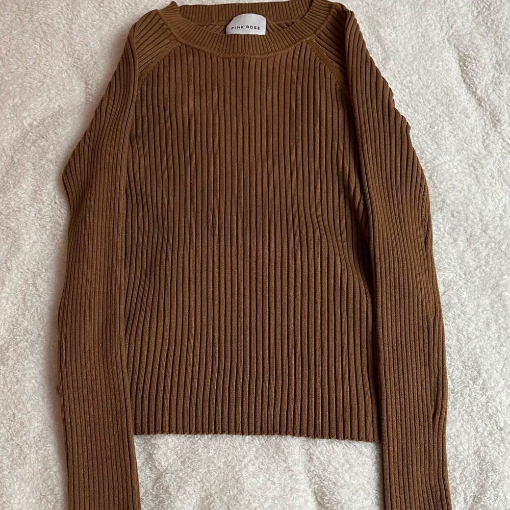 brown open back long sleeve